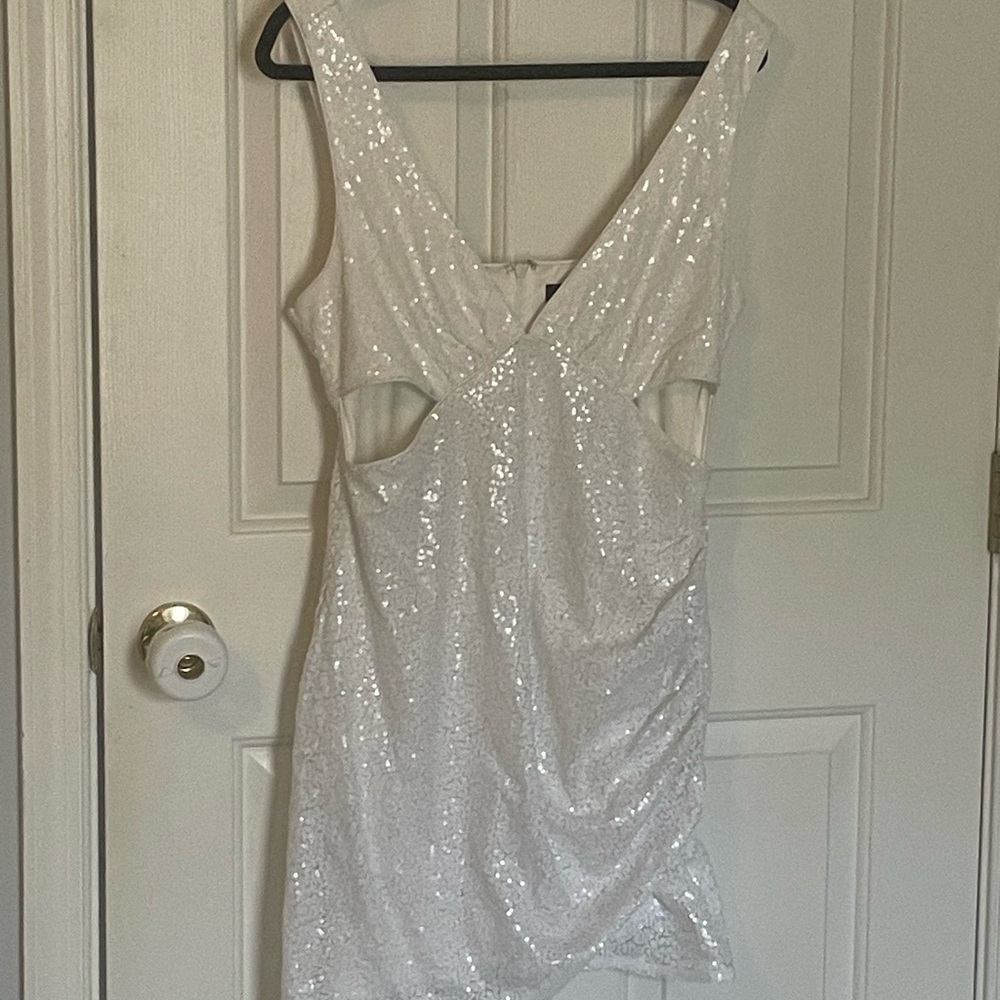 Lulu's White Sequin Backless Dress XL